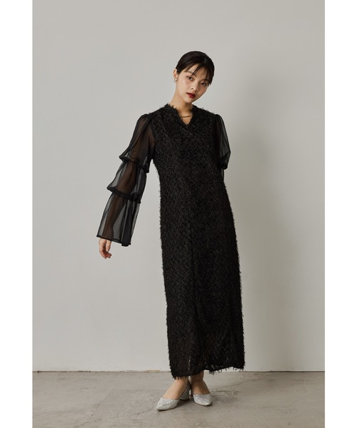 デザインスリーブシャギードレス 結婚式 二次会 成人式 同窓会