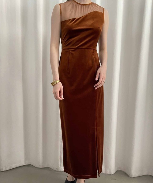 Ameri（アメリ）の「2WAY CURVE VELOURS DRESS（ワンピース）」 - WEAR