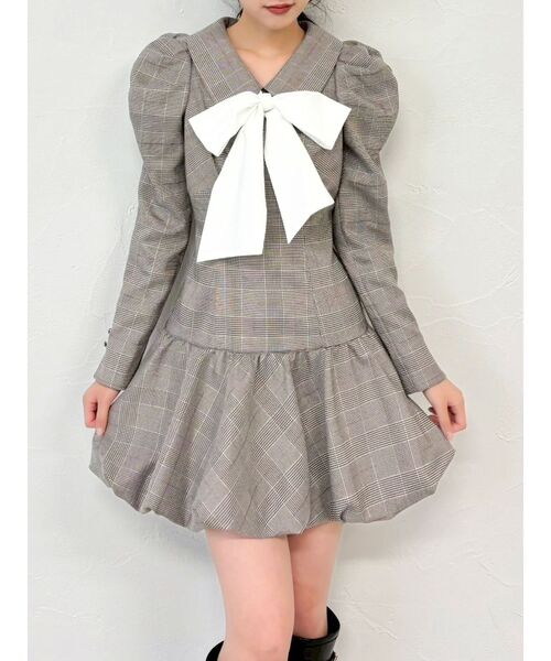 バルーンチェックミニワンピース（ワンピース）｜dazzlin（ダズリン