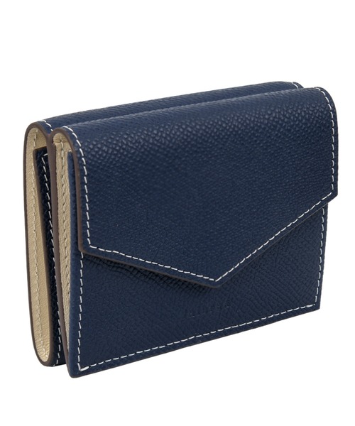 バイカラー 三つ折りミニ財布 本革 エプソンレザー（財布）｜attiree