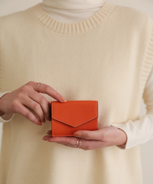 バイカラー 三つ折りミニ財布 本革 エプソンレザー（財布）｜attiree