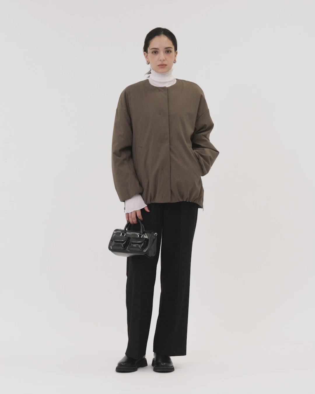 セール】［size SHORTあり］パフィー ノーカラー ブルゾン 撥水 保温性