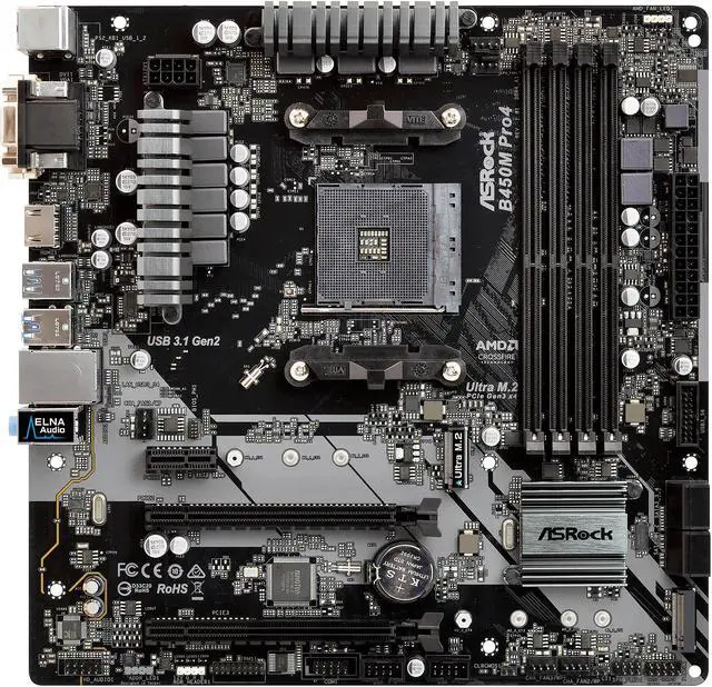 ASRock B450M PRO4 AM4 Micro ATX AMD Motherboard - Newegg.com