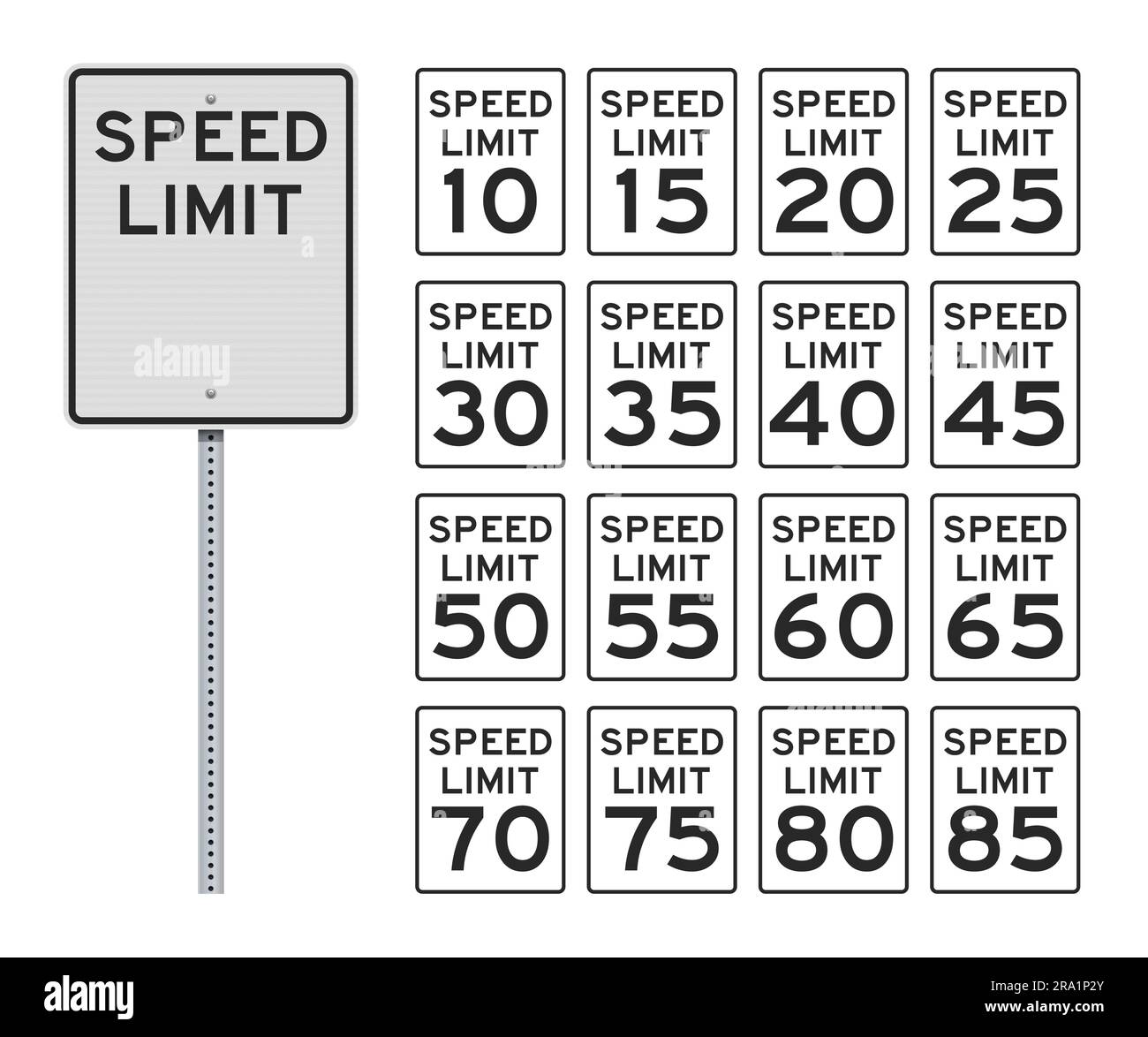 Vector illustration of the American Speed Limit road signs on