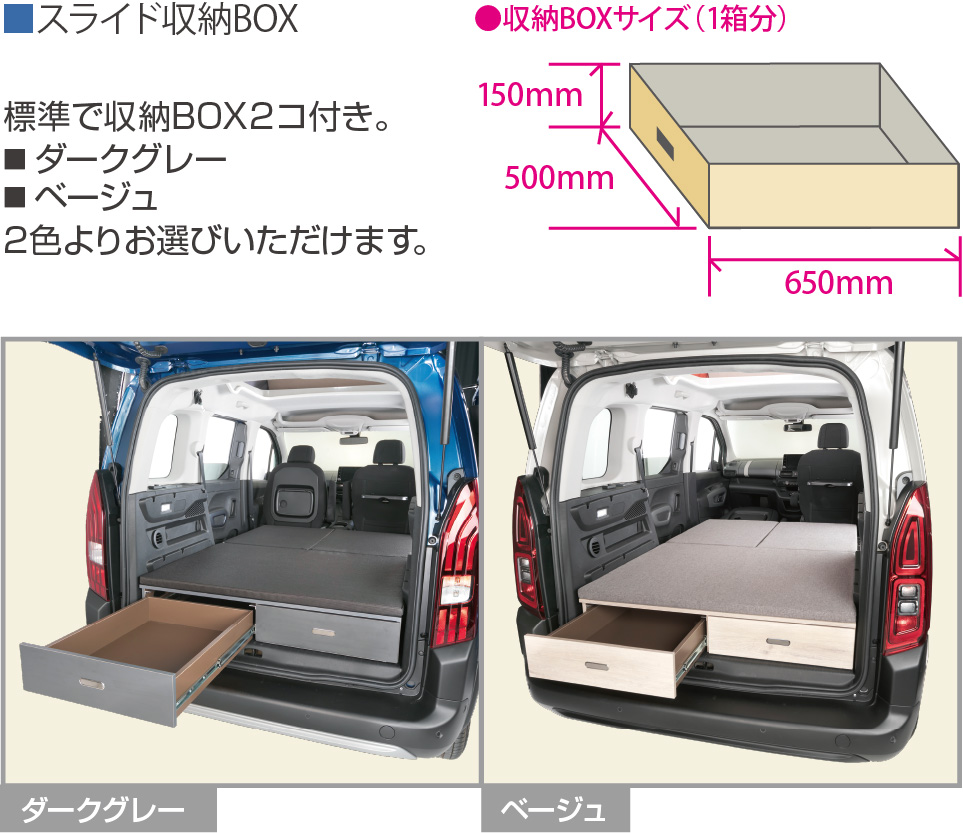 スライディングベッドキット｜シトロエン・ベルランゴ専用／プジョー