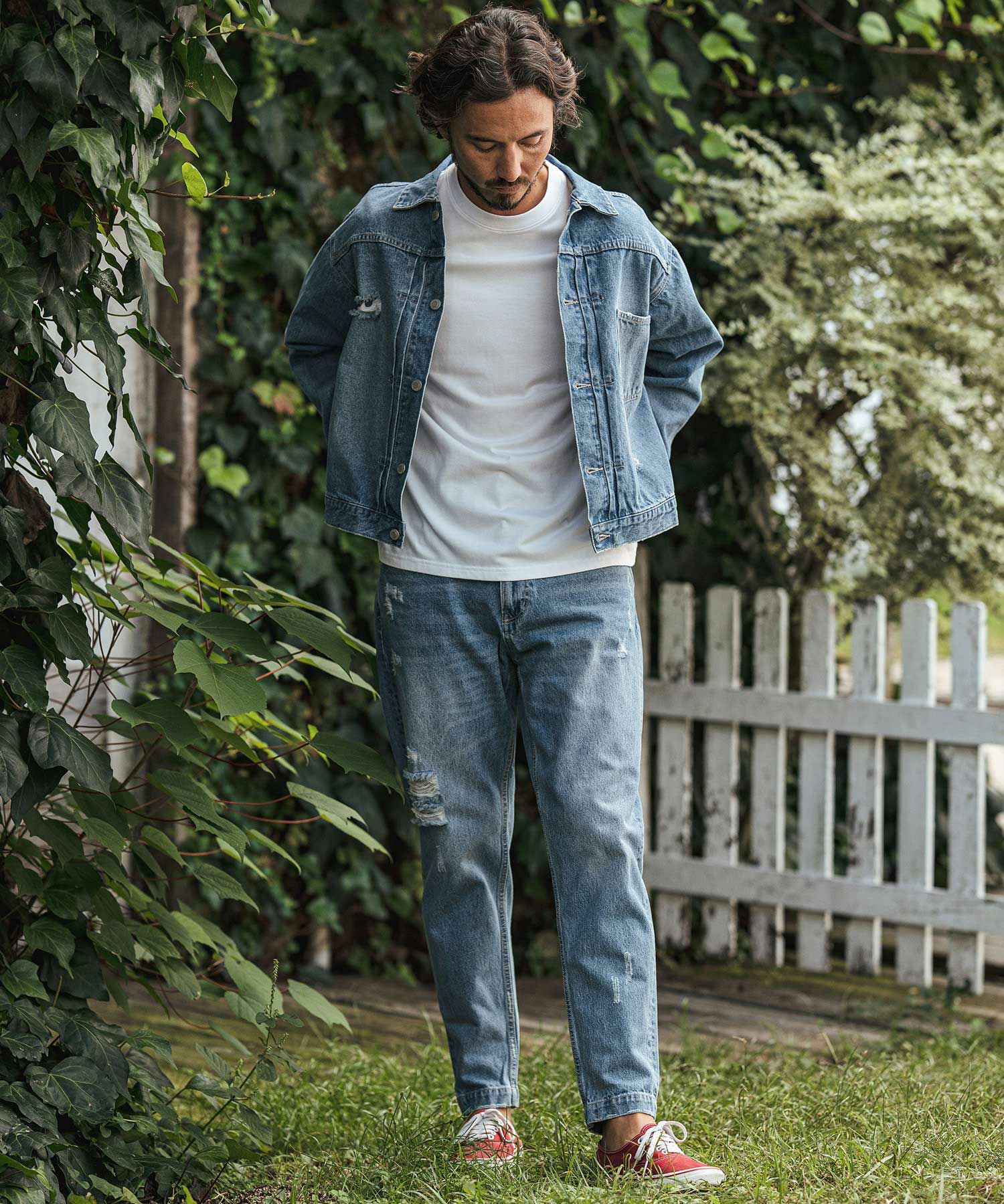 CAMBIO(カンビオ)】ダメージ加工バルーンデニムパンツ(22138CM