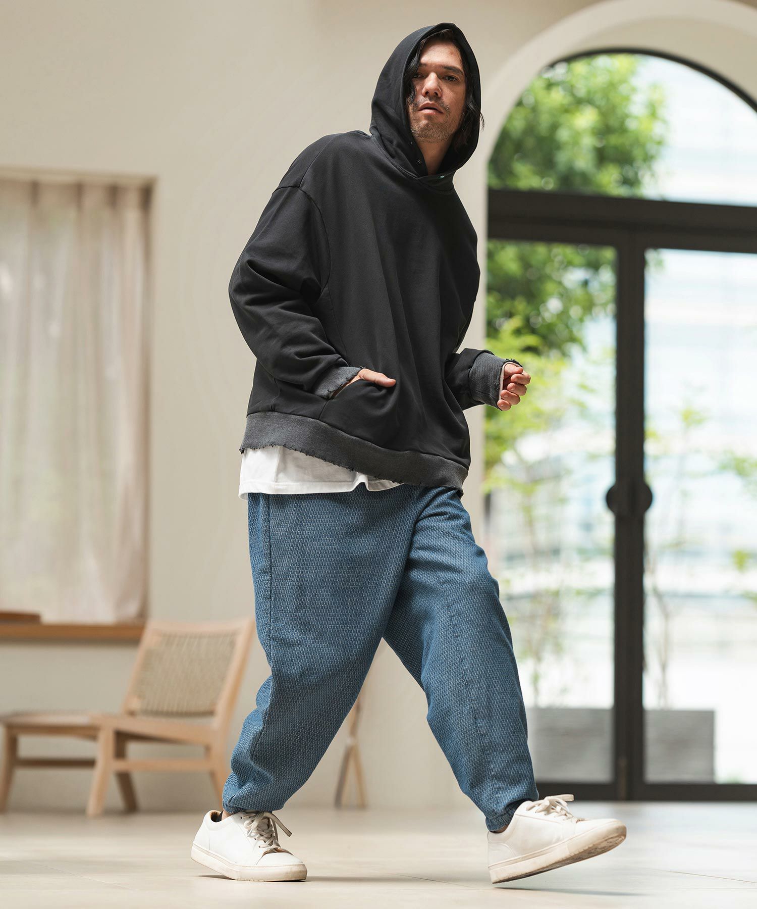 CAMBIO(カンビオ)】Geometric Puffy Jacquard Denim Vintage Like