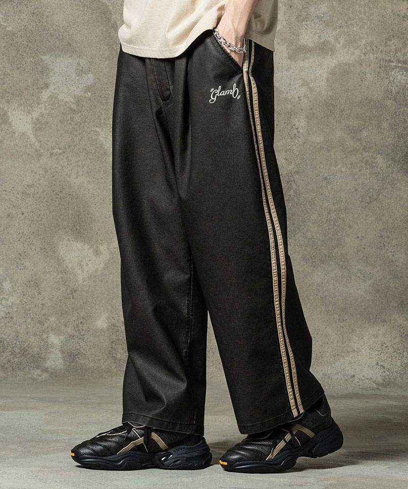 glamb(グラム)】Synth Leather Track Pants シンセレザートラック