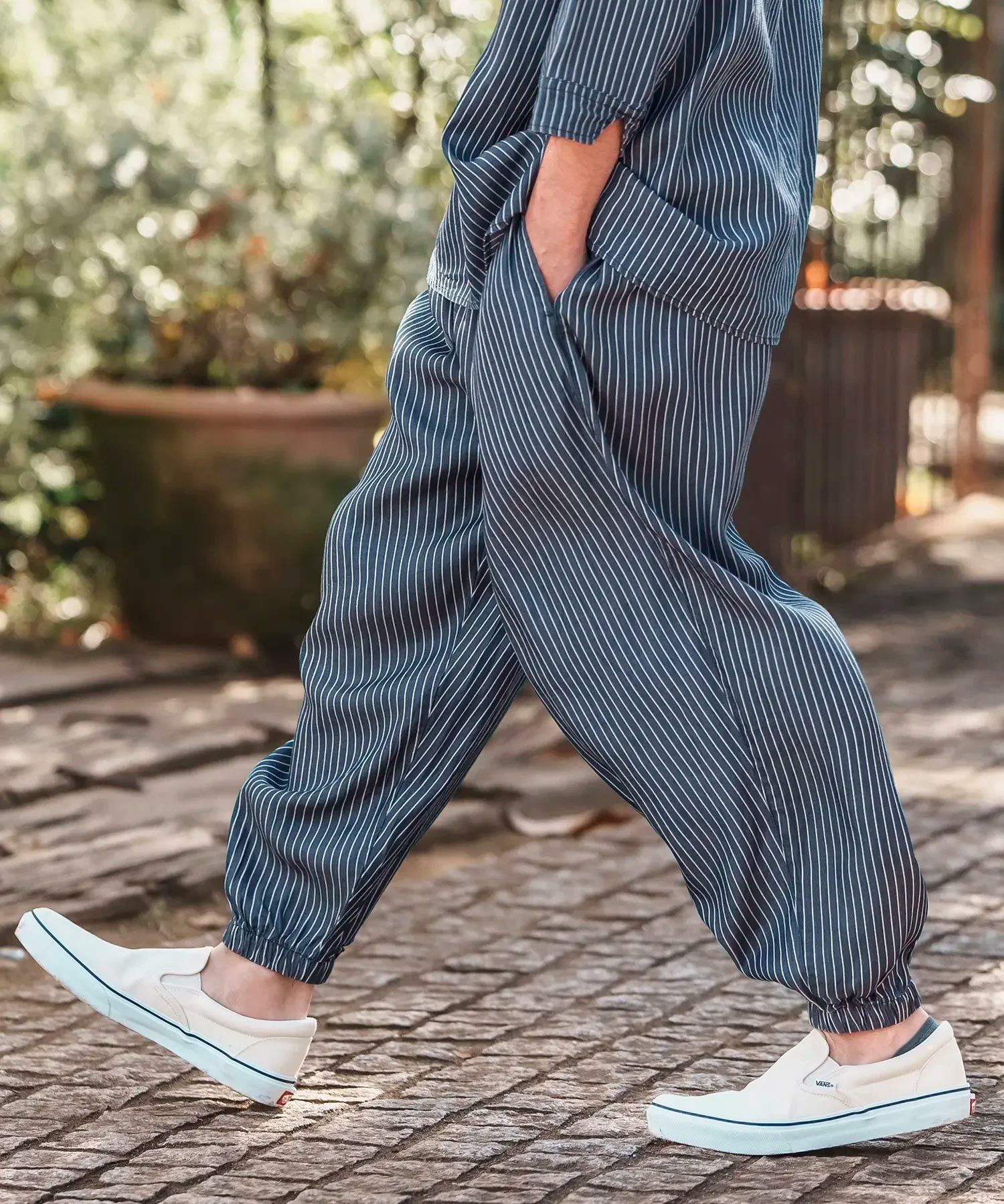 CAMBIO(カンビオ)】Silky Stripe Denim Balloon Pants バルーンパンツ