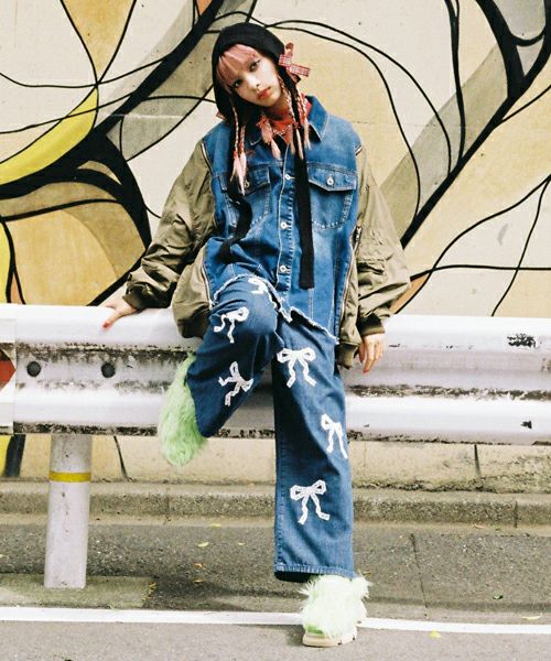 極美品✨ キャンディストリッパー花総柄デニムオーバーオール2オシャレ