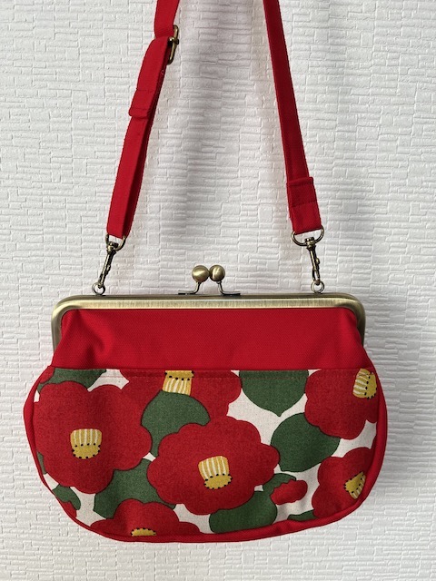 ショルダー】がま口バッグ 赤椿 | G3sewing