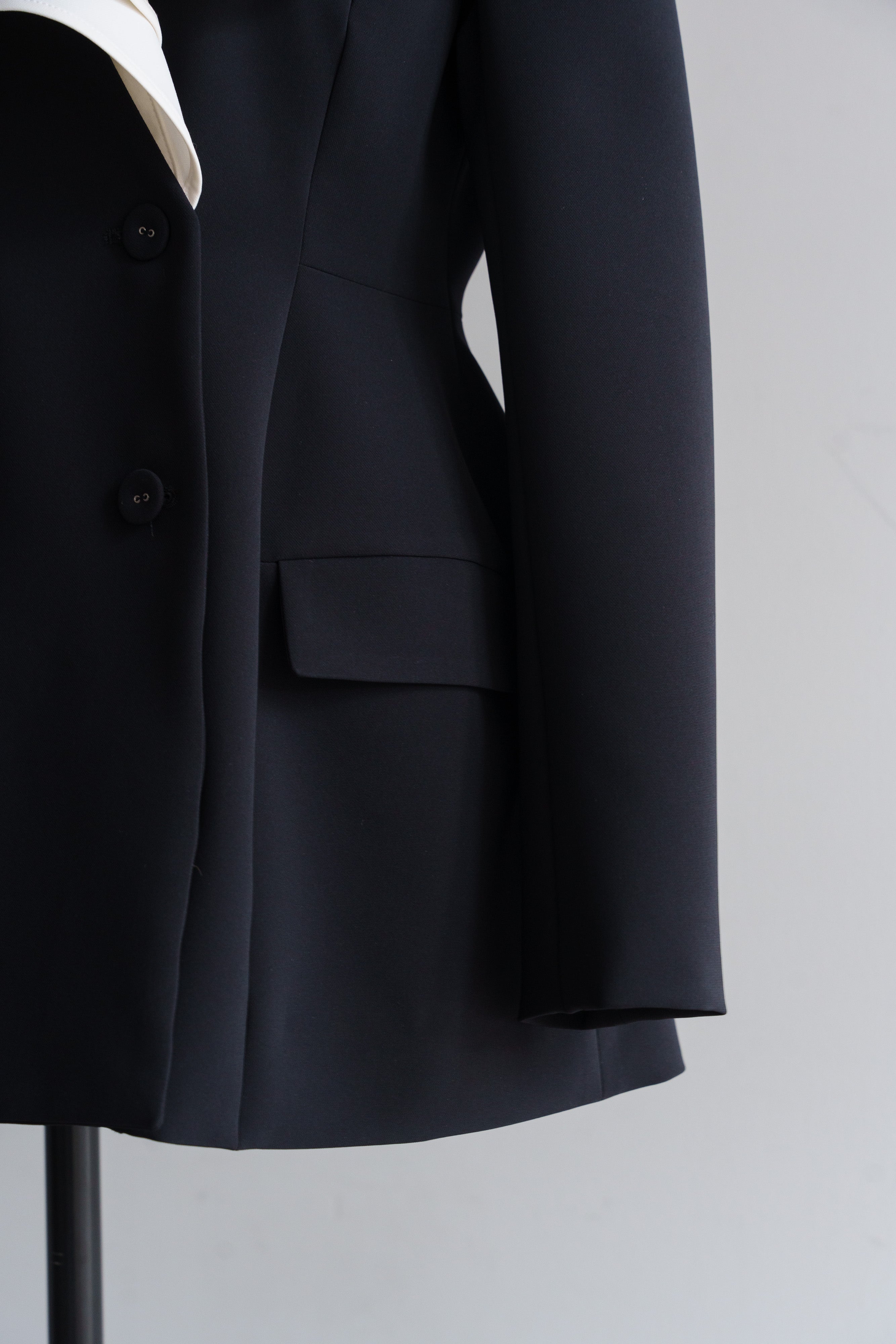 Ruffle 2way Peplum Jacket -Navy – CARLA