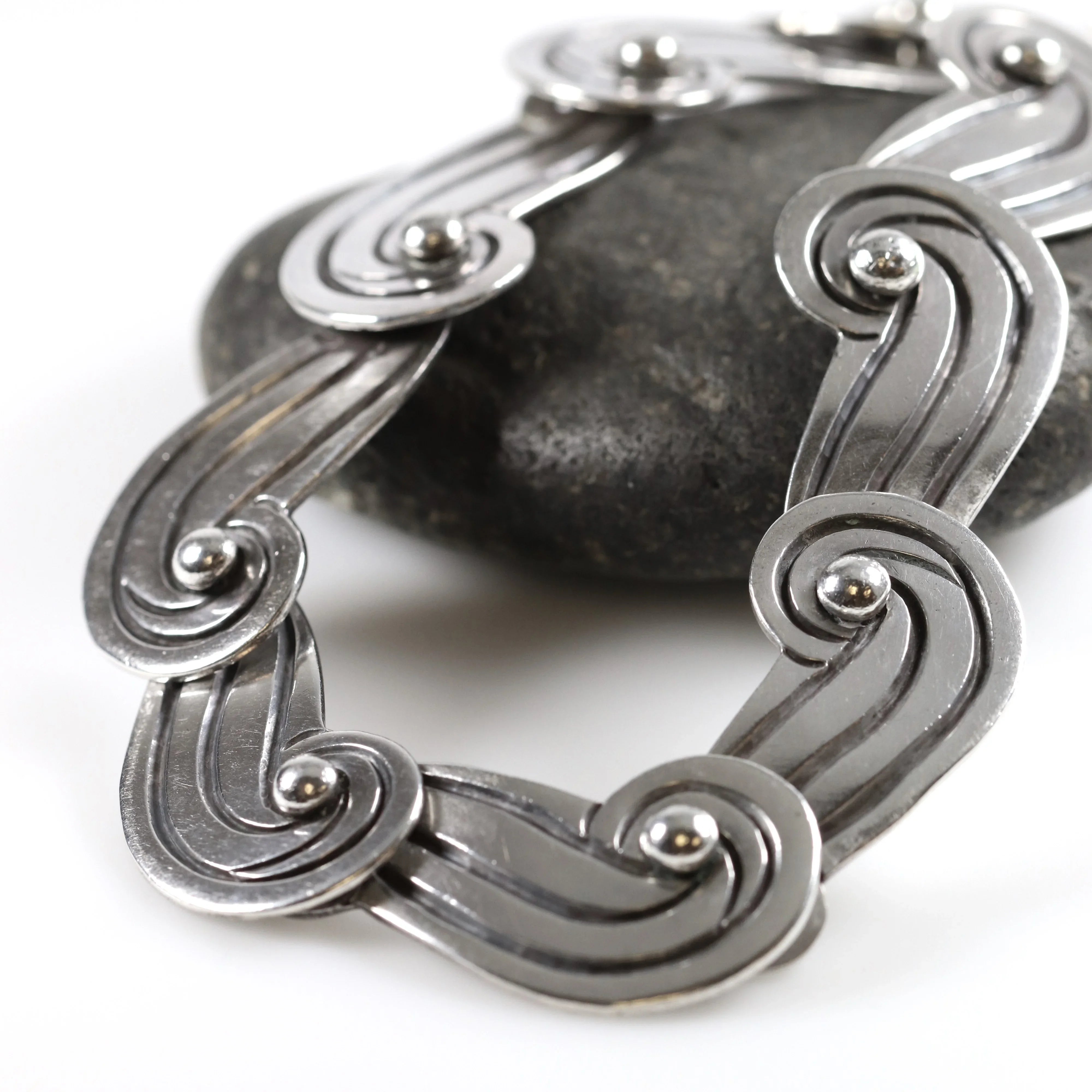 Vintage Los Castillo Taxco Mexican Jewelry | Swirl Panel Linked