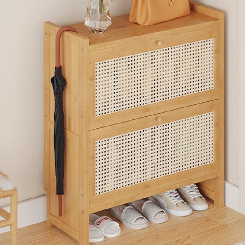 下駄箱 シューズラック 竹製 ラタン編み シューズボックス 収納 玄関