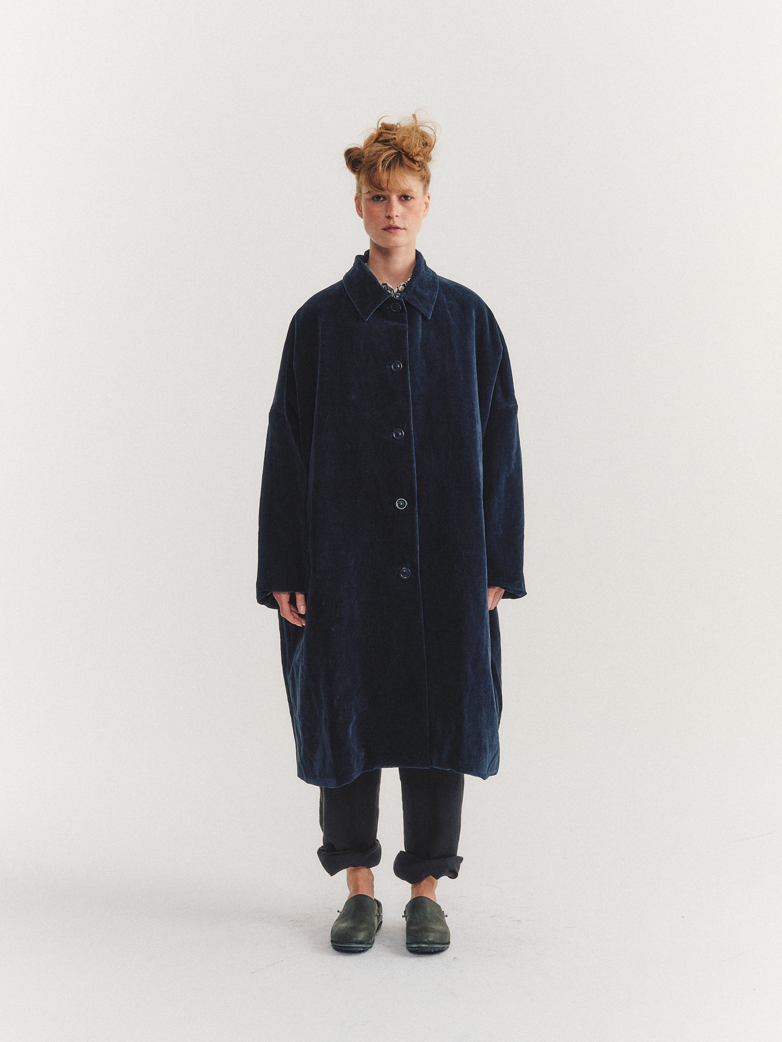 BIG BLOBBY COAT - MID VELVET - NAVY – Casey Casey