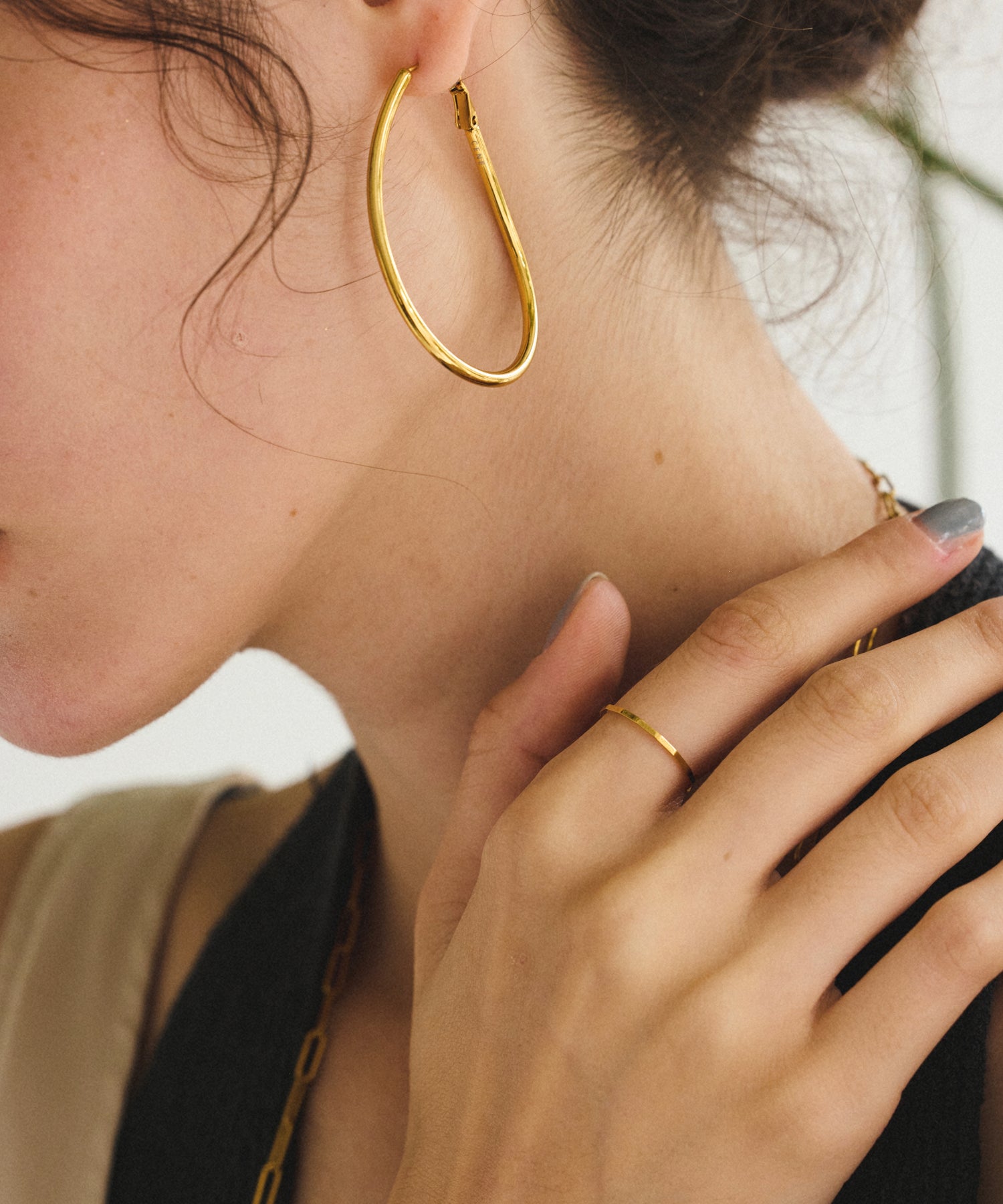 ゴールド]スクエアカットリング