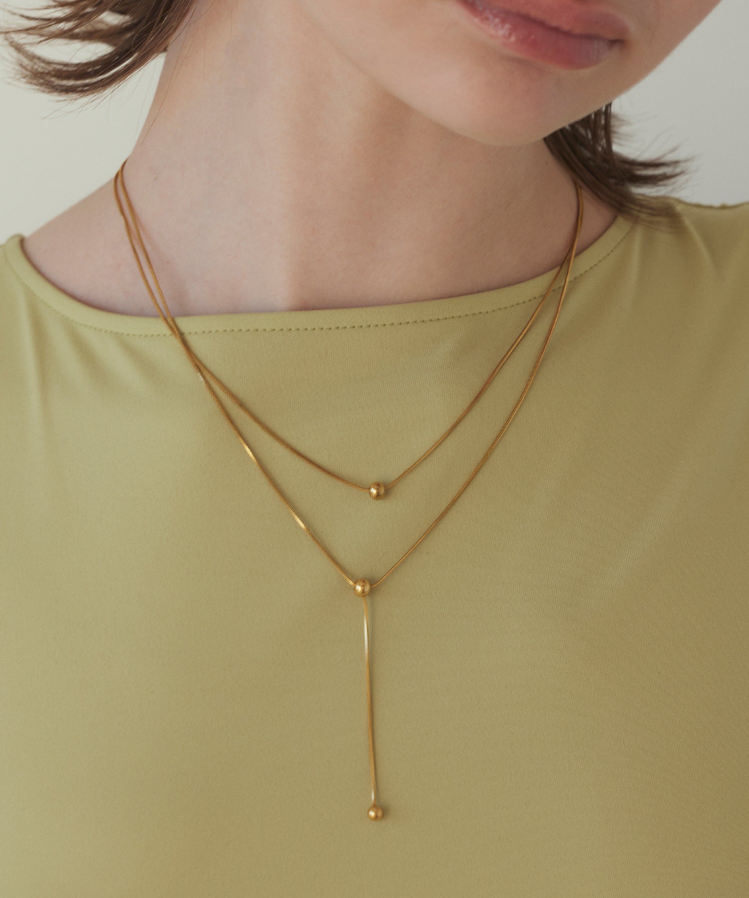 ゴールド]トリプルボールネックレス