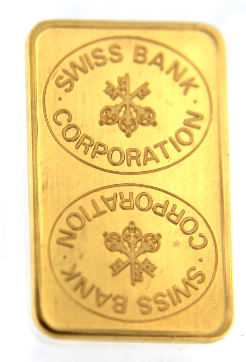 Swiss Bank Corporation 5 Grams Minted 24 Carat Gold Bullion Bar