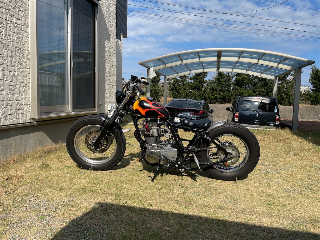 SR400 タンク フレイムス 自家塗装 - You only live once