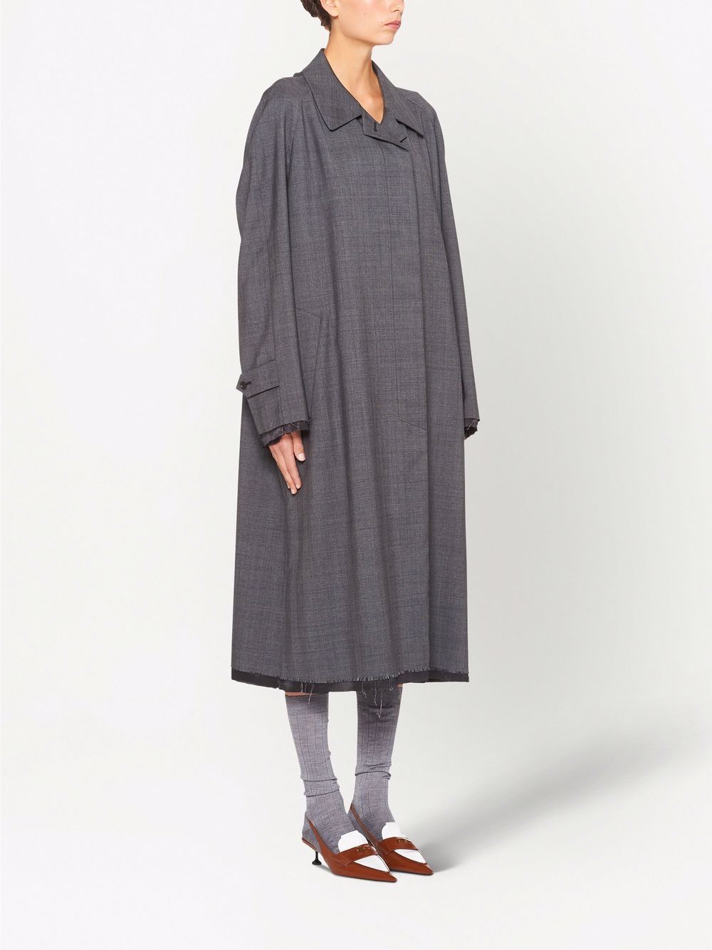 Miu Miu ミュウミュウ チェック コート | グレー | FARFETCH JP