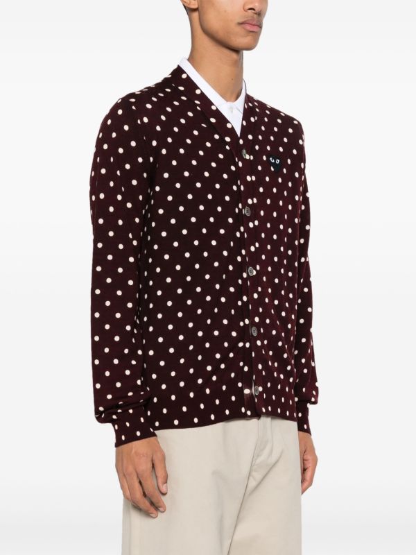 Comme Des Garçons Play ポルカドット カーディガン | レッド