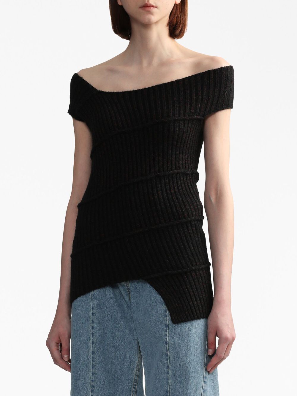 MM6 Maison Margiela オフショルダー ニットトップ | ブラック