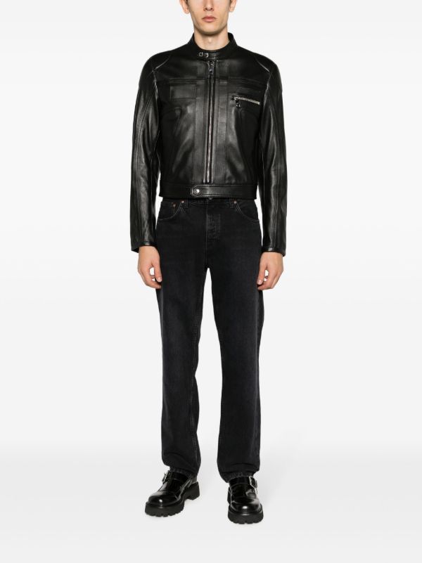 Dolce & Gabbana zip-up Leather Biker Jacket | Black | FARFETCH