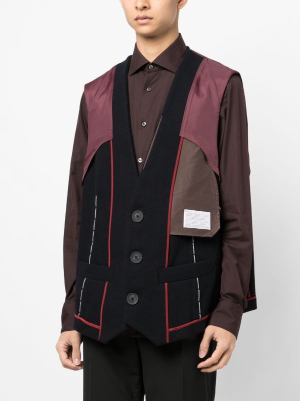 Kolor パッチワーク ニットベスト | ブルー | FARFETCH JP