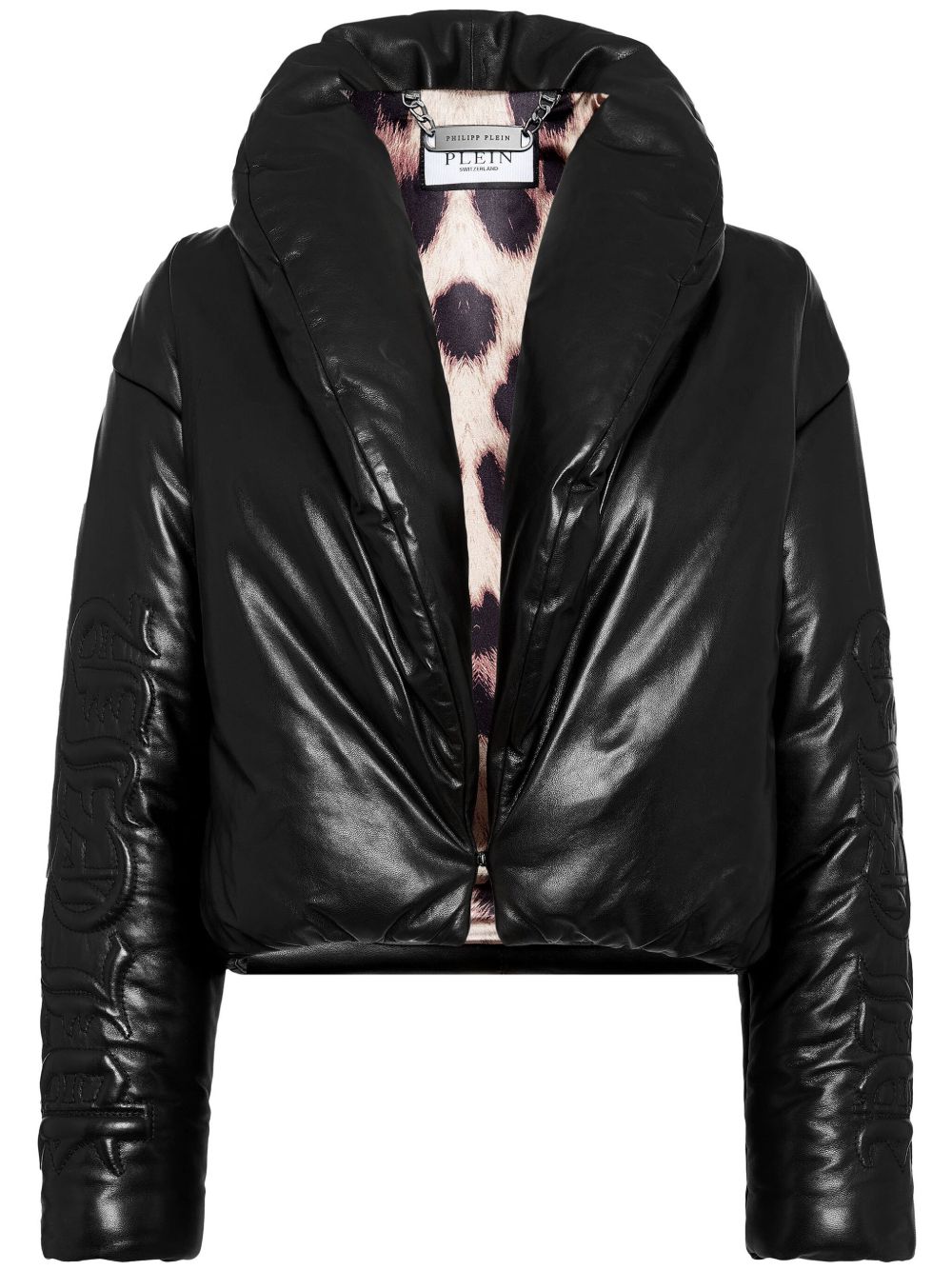 Philipp Plein Skull & Bones Leather Biker Jacket | Black | FARFETCH