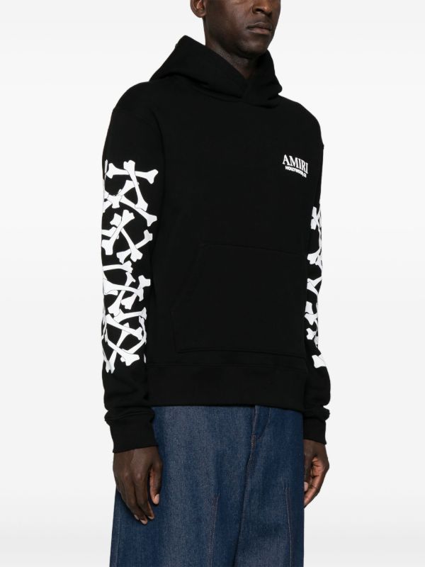 AMIRI Bones Stacked Lyocell Hoodie | Black | FARFETCH