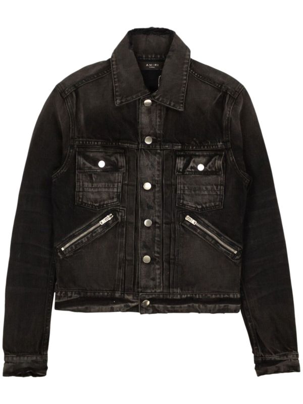AMIRI CHEMIST TRUCKER JACKET Aged Black Denim Jackets 