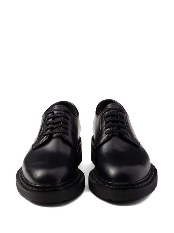 Prada brushed-leather Derby Shoes | Black | FARFETCH