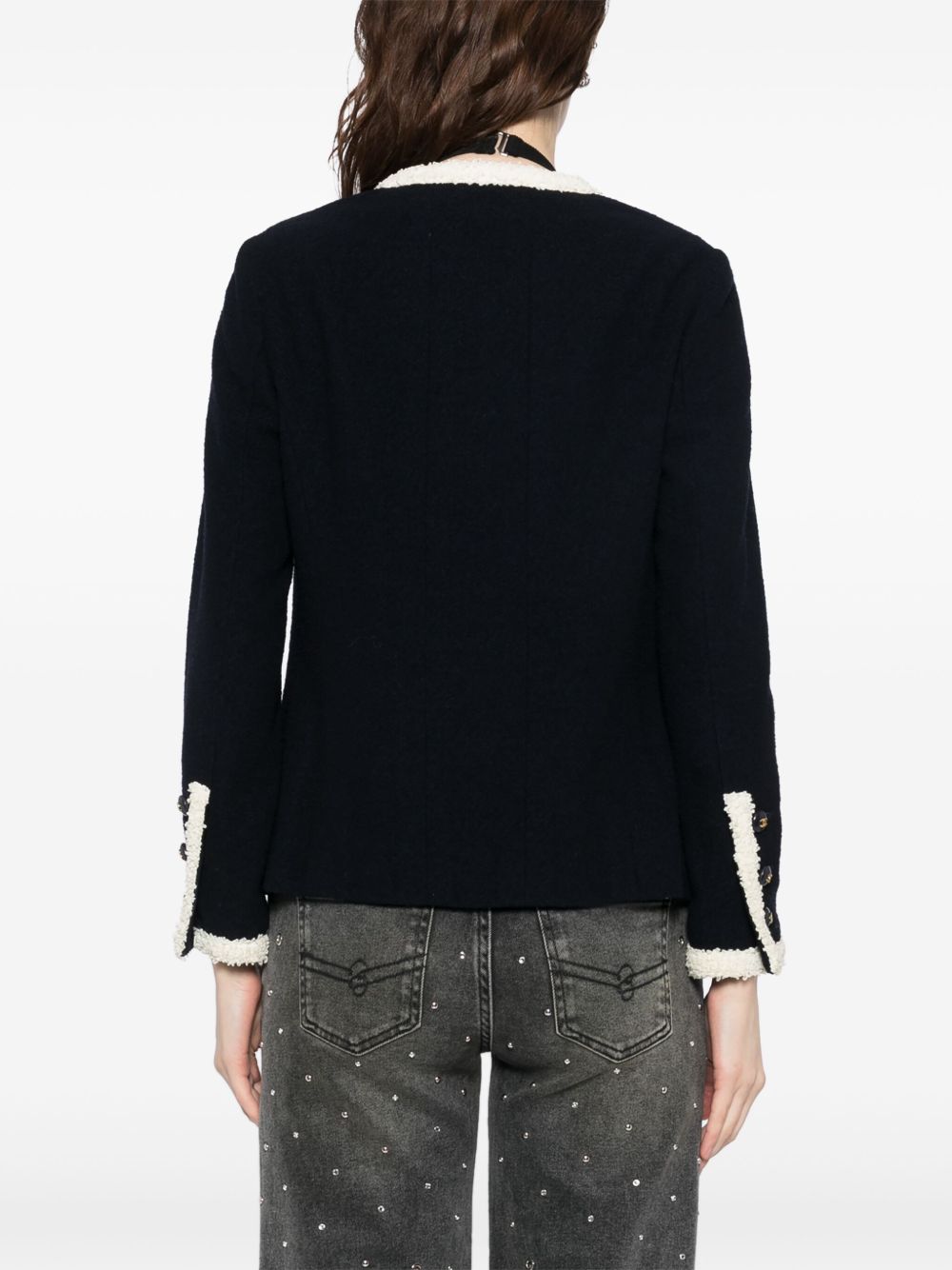 CHANEL Pre-Owned 1995 ノーカラー ジャケット | ブルー | FARFETCH JP