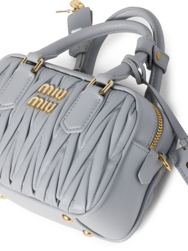 Miu Miu Small Arcadie Matelassé Leather Bag | Grey | FARFETCH
