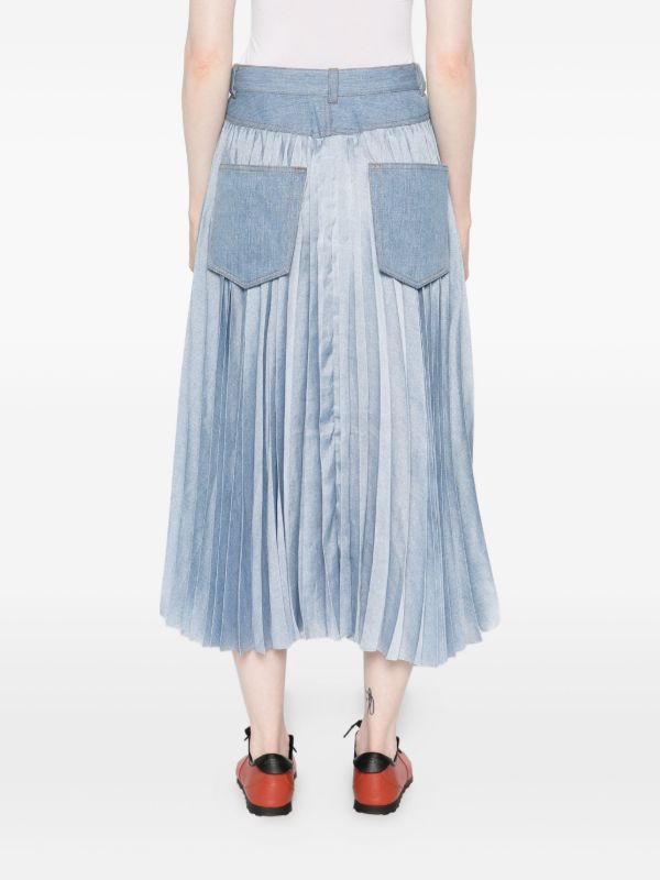 Sacai プリーツ デニムスカート | ブルー | FARFETCH JP