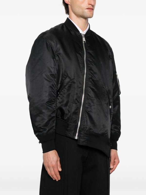 Black Comme Des Garçons MA-1 Asymmetric Bomber Jacket | Black