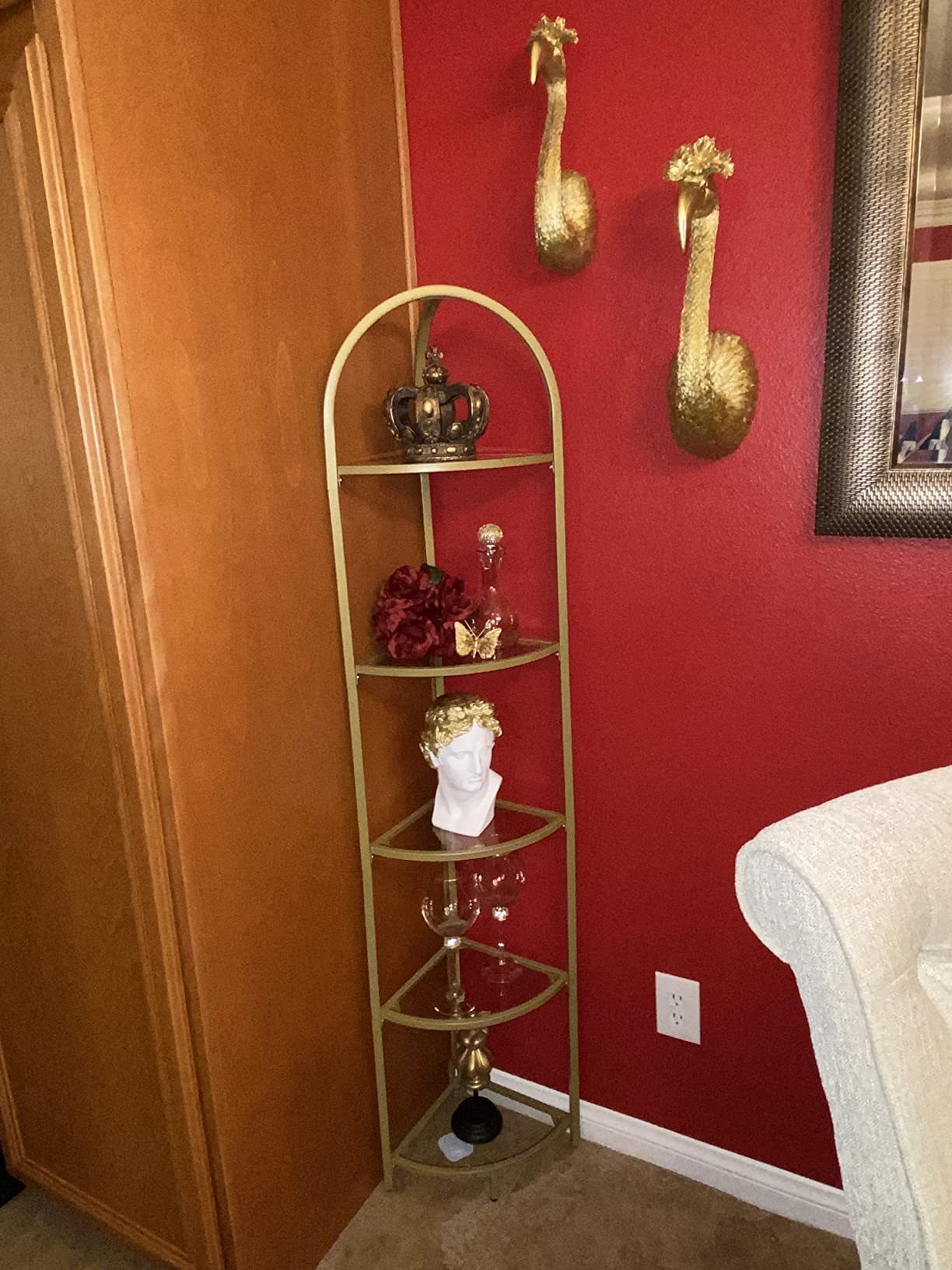 ◇IDEA購入、クラッシック飾り棚 コレクション棚/ゴールドフレーム