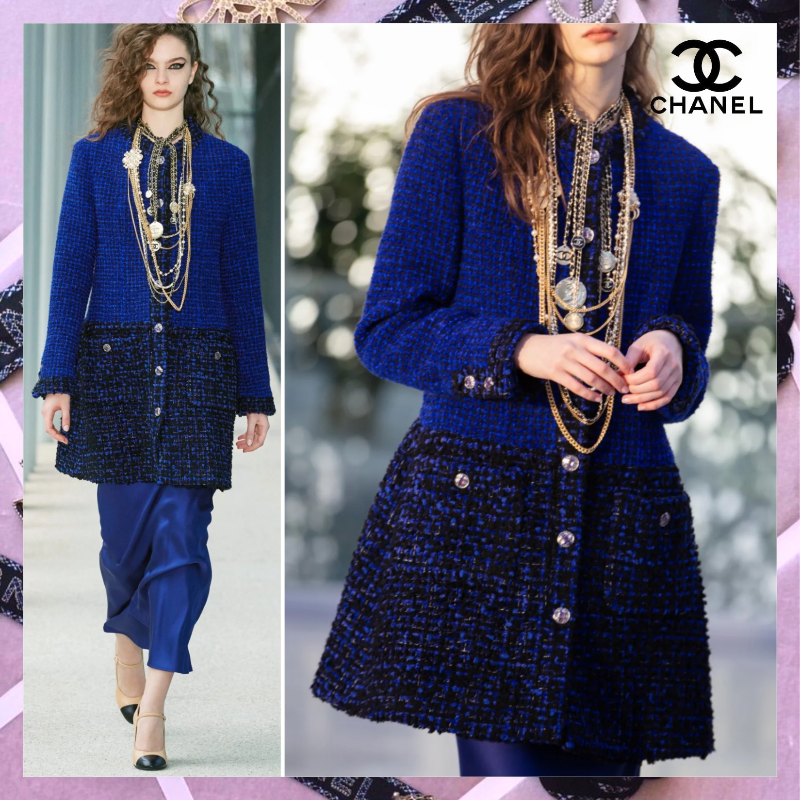 22AW☆即納！ 【CHANEL シャネル】 コート ツイード 青 関税込 (CHANEL