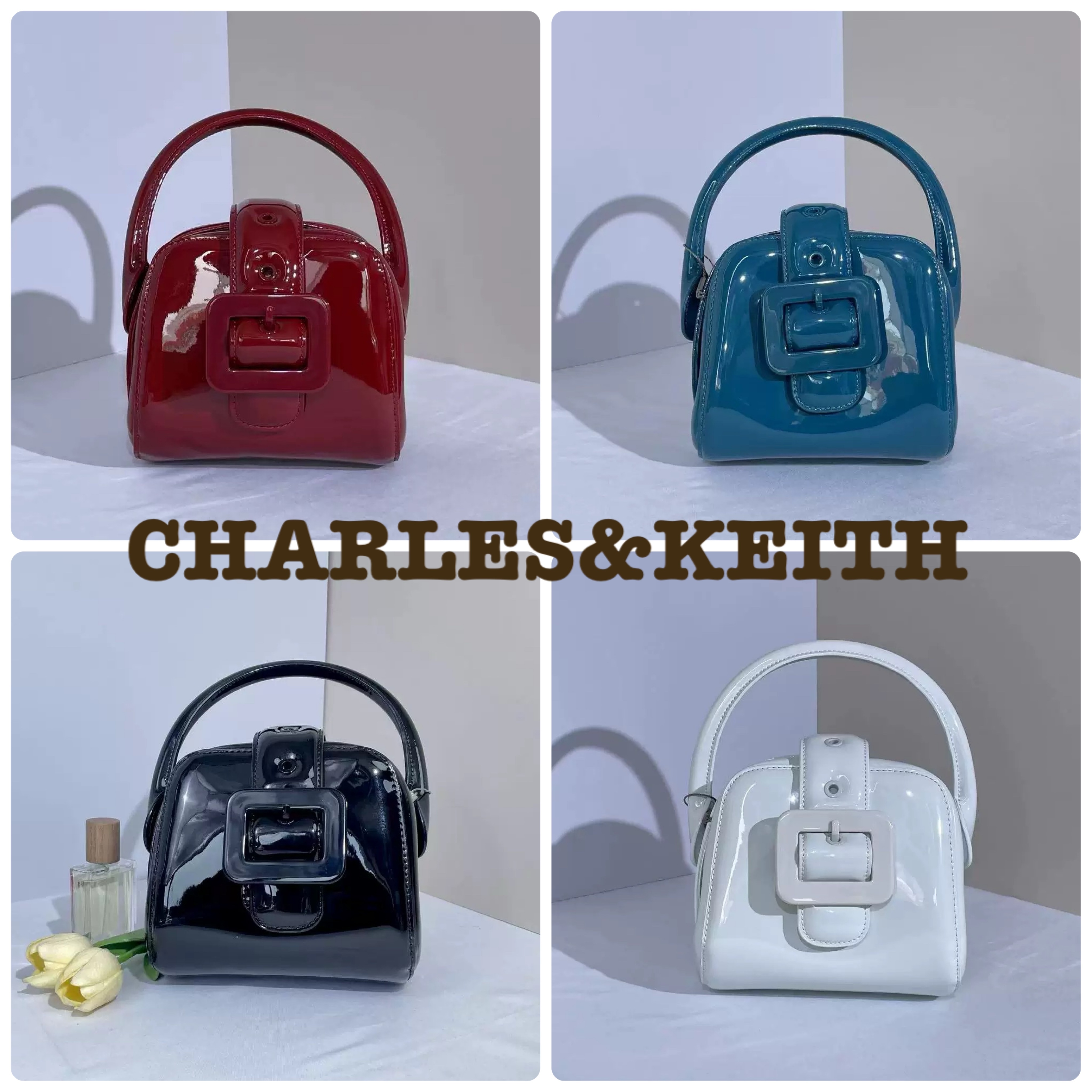☆CHARLES&KEITH☆Lula ルラ パテントベルトバッグ/送料込
