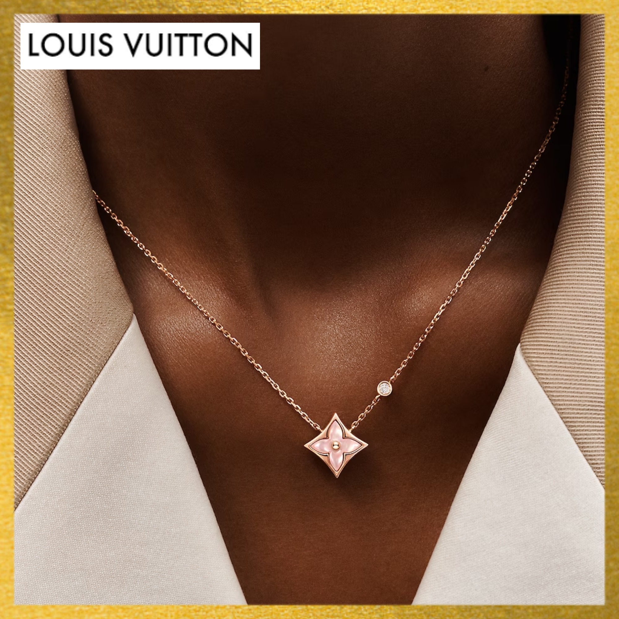 LV】ピンクゴールド×ピンクパール×ダイヤモンド ネックレス (Louis