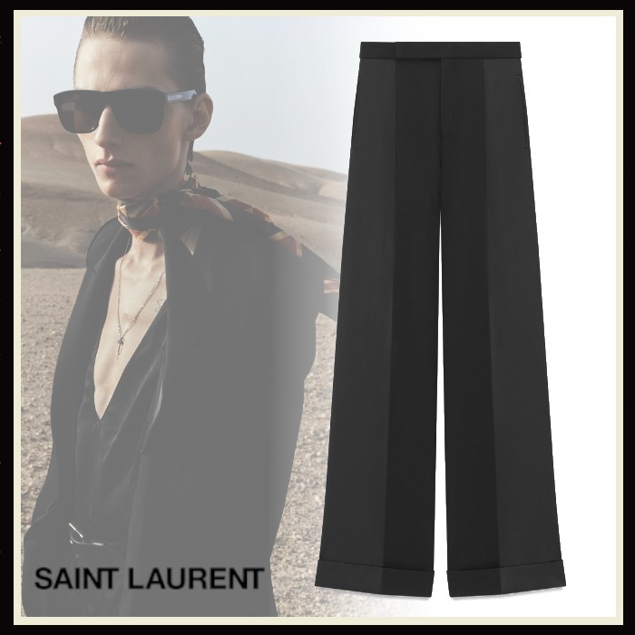 Saint Laurent《フレアタキシードパンツ》ブラック サテン 直営 (Saint