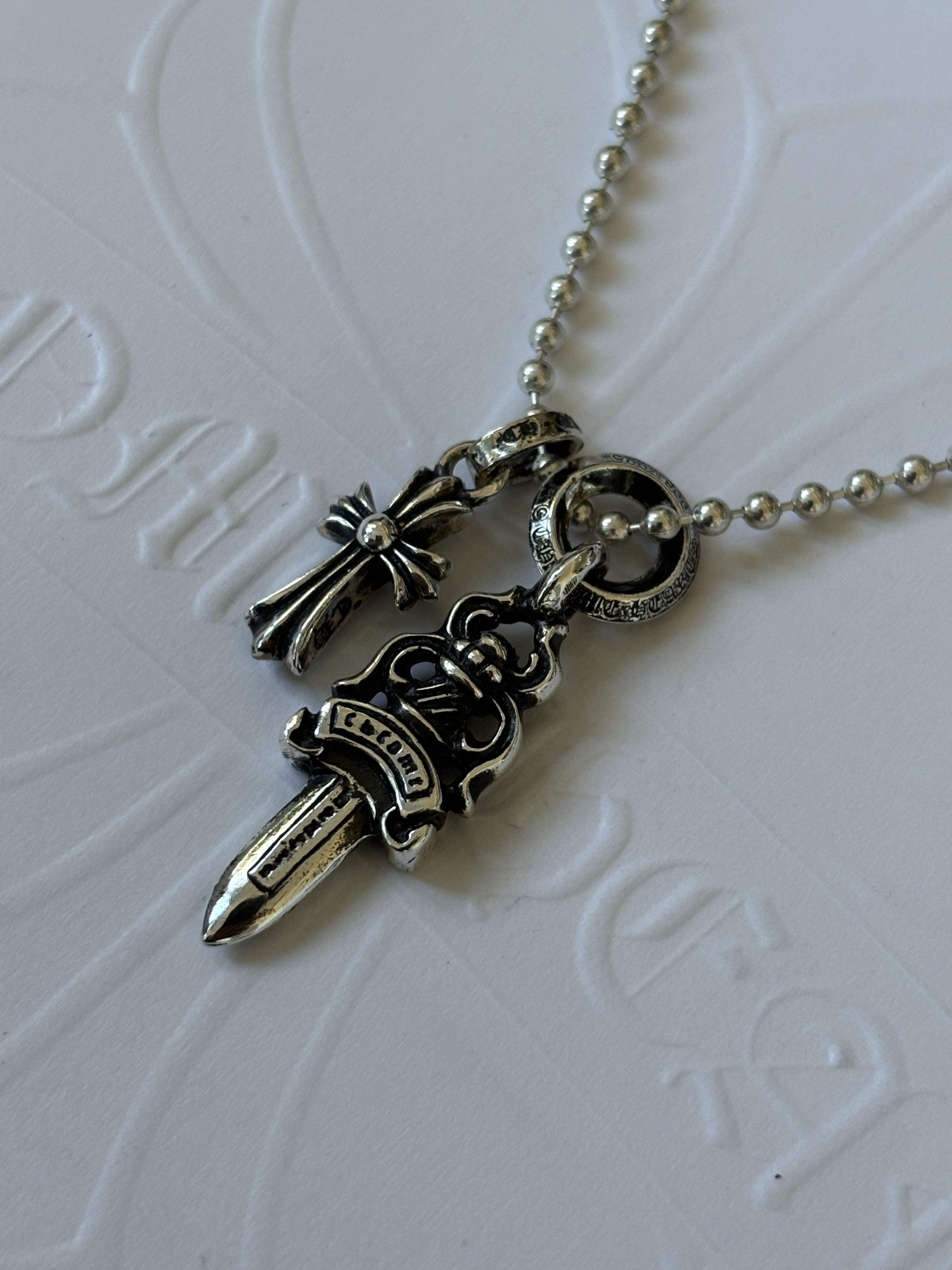 ☆クロムハーツ☆クロス x ダガー ボールチェーン ネックレス (CHROME