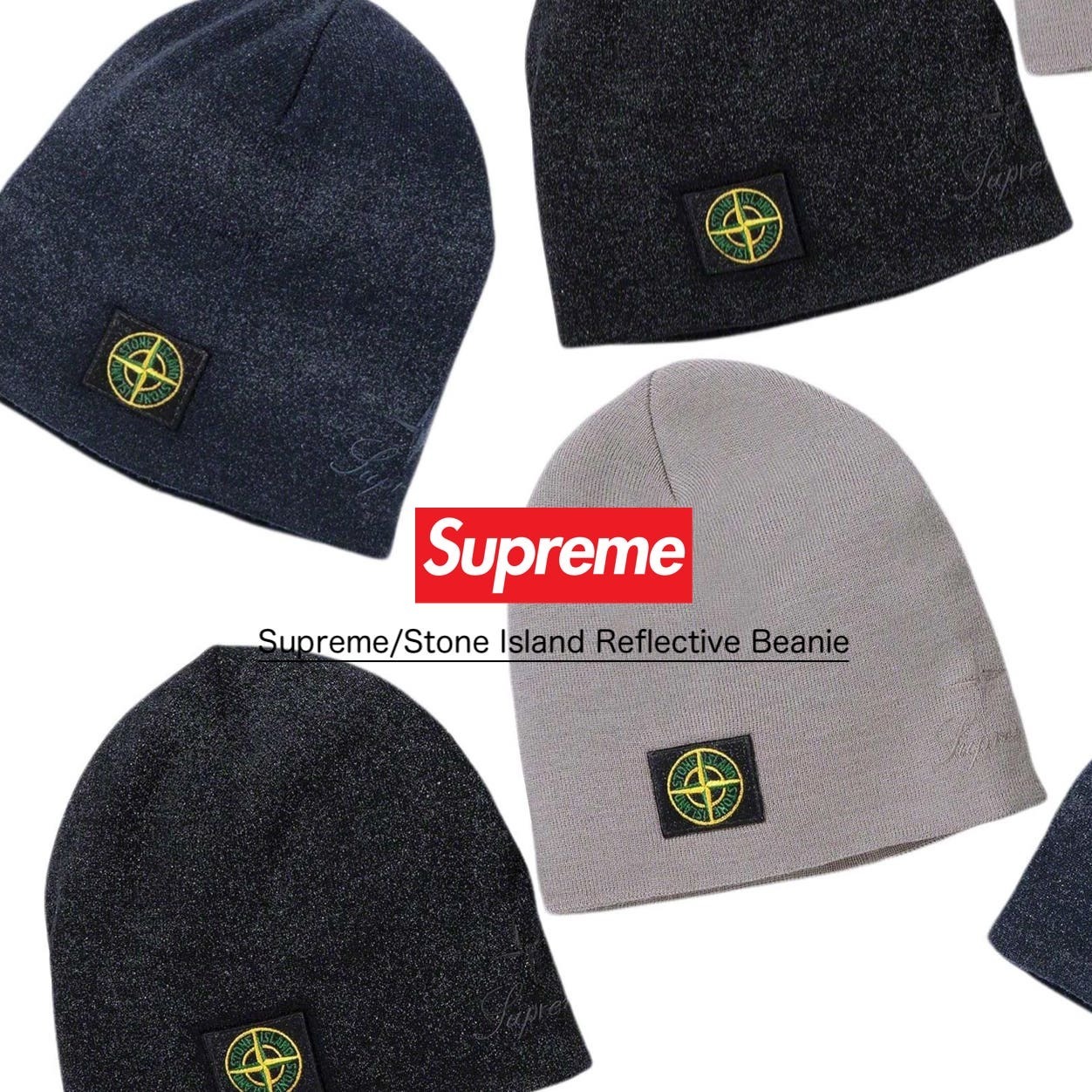 FW23 Supreme Stone Island Reflective Beanie (Supreme/ニット