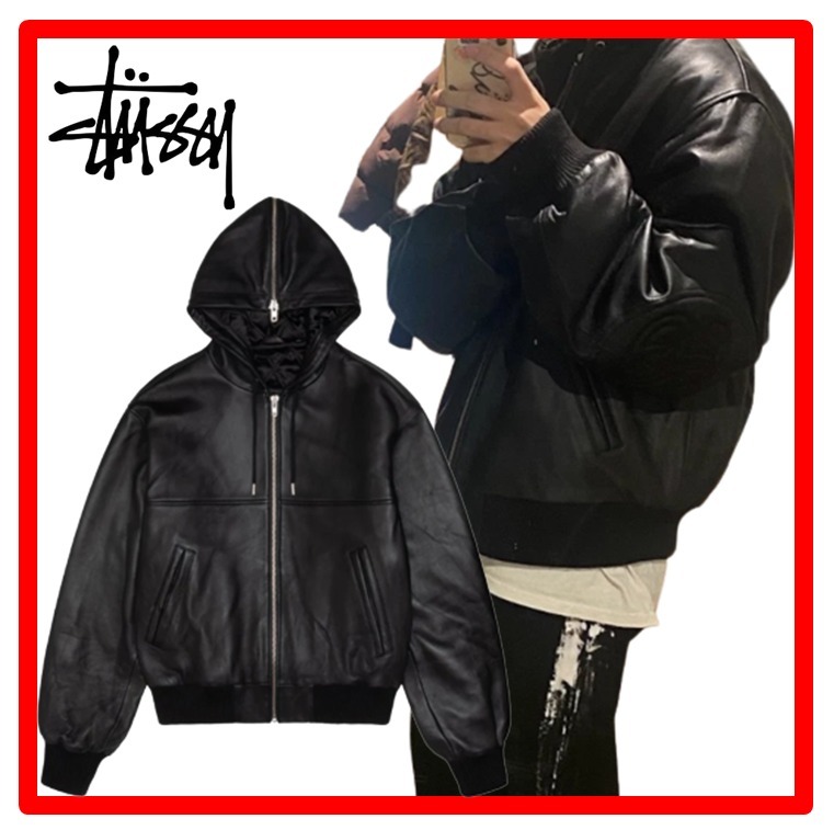 ☆韓国の人気☆【STUSSY】☆SS LINK LEATHER BOMBER☆関税込☆ (STUSSY