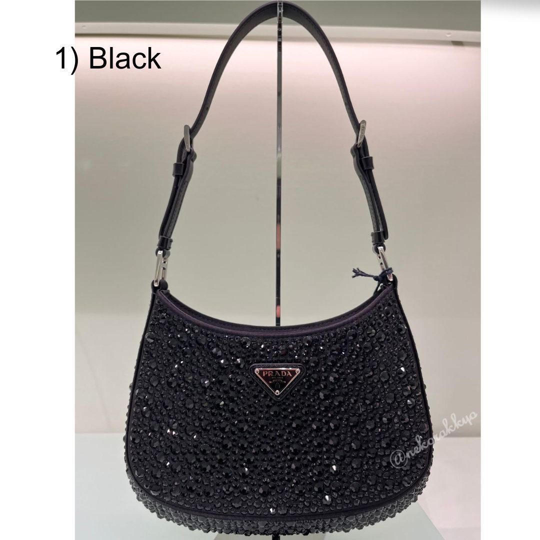 PRADA＊Prada Cleo satin bag with crystals サテンバッグ＊送込