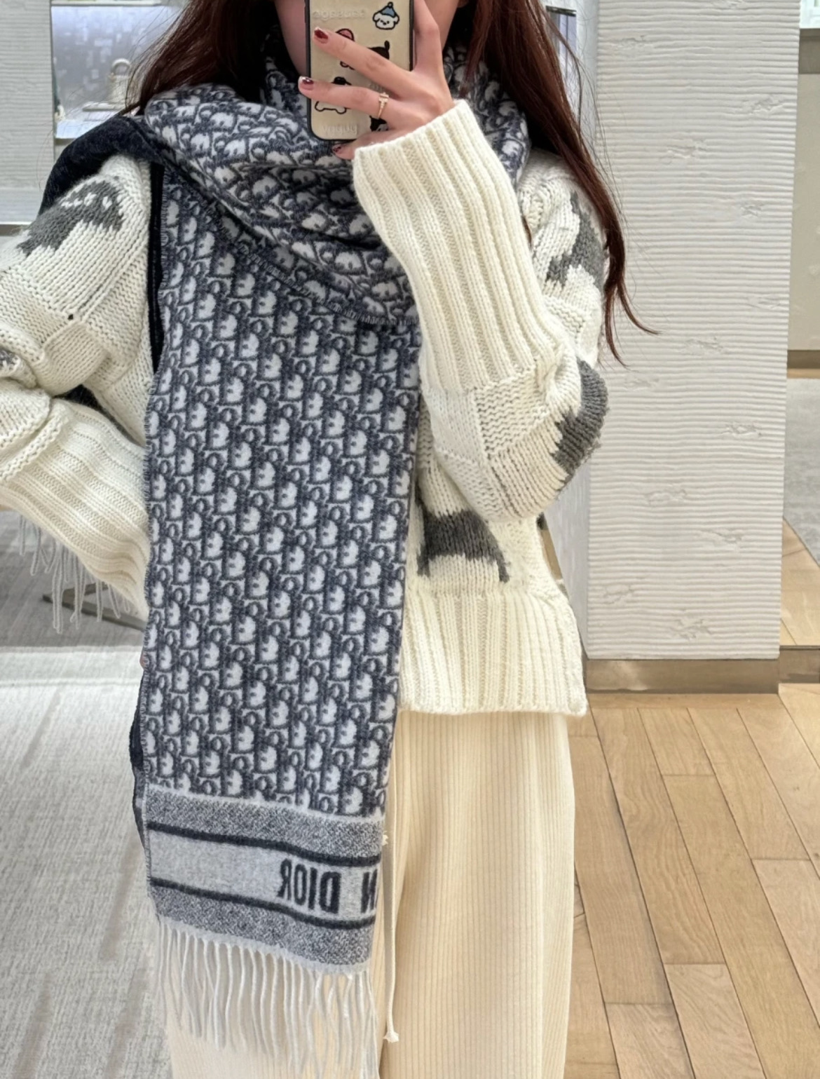 カシミヤ♪】Dior☆ オブリーク リバーシブル マフラー (Dior/マフラー