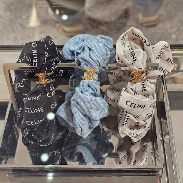 国内発】CELINE シュシュ トリオンフ装飾 直営ラッピング可 (CELINE