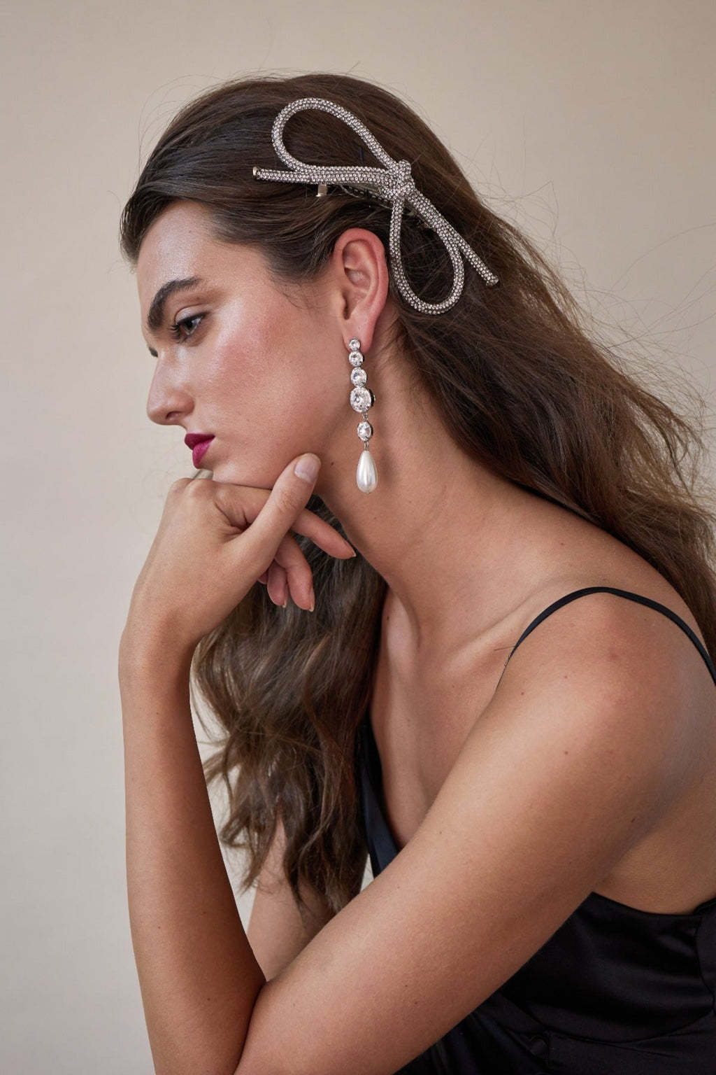 LELET NY】サシャ クリスタル リボンバレッタ ☆国内発関税込 (LELET