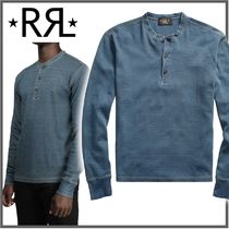 RRL☆インディゴ ジャガードニット☆ヘンリーネック長袖Tシャツ (RRL/T