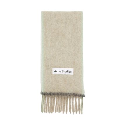 Acne Studios モヘア ウール フリンジ スカーフ ベージュグレー (Acne